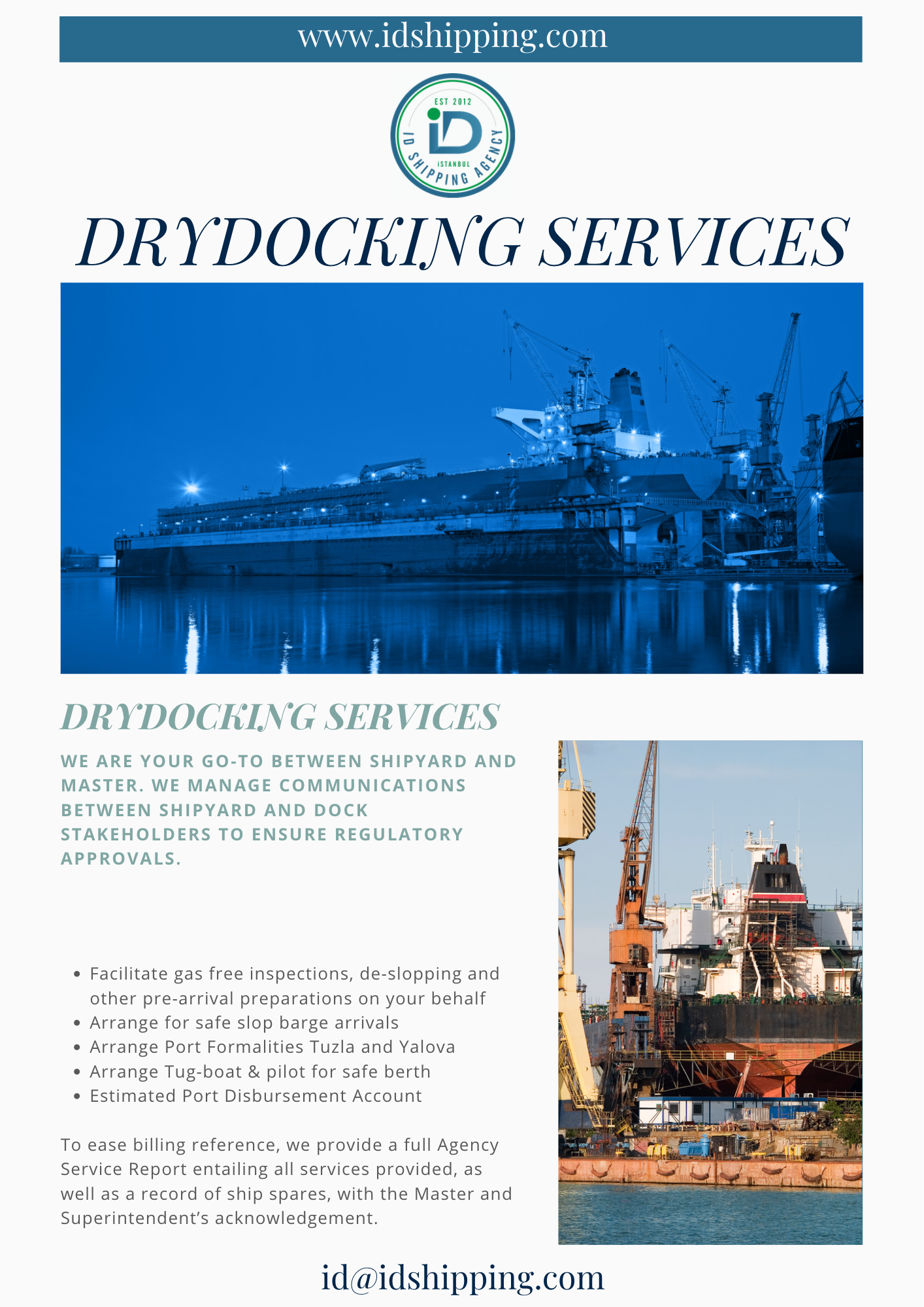 DRYDOCKING SERVICES FOR TUZLA SHIPYARDS & YALOVA SHIPYARDS